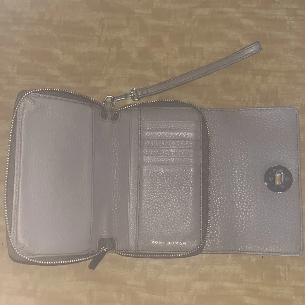 Tory Burch Tan Leather with silver tone hardware Wristlet / preowned